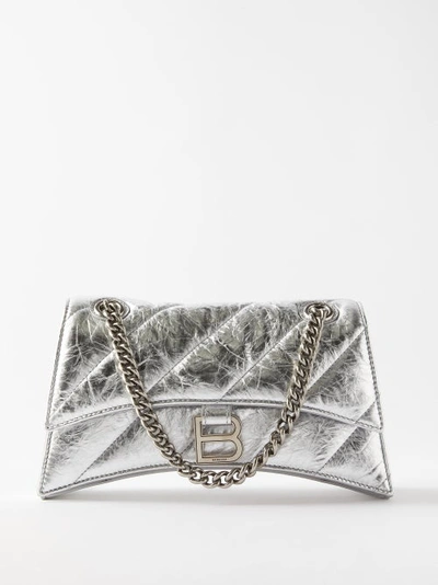 Balenciaga Crush S Quilted Creased-leather Shoulder Bag In Silver