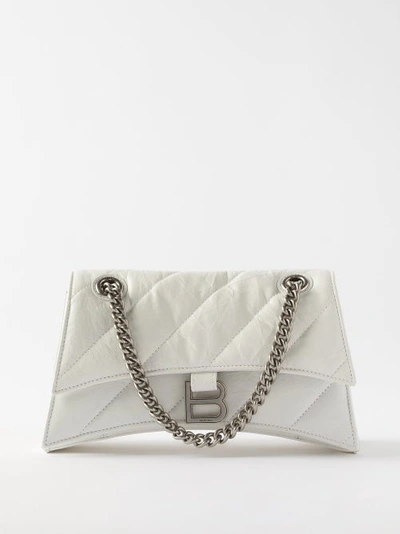 Balenciaga Crush Small Quilted Crinkled-leather Shoulder Bag In White