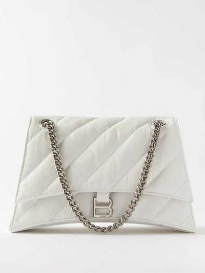 Balenciaga Crush M Quilted Creased-leather Shoulder Bag In White