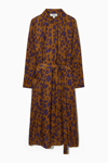 Cos Belted Printed Midi Shirt Dress (petite) In Blue