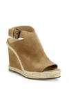 VINCE Evangeline Suede Peep-Toe Espadrille Wedge Sandals,0400093017126