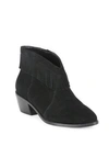 JOIE Makena Fringed Suede Block Heel Booties