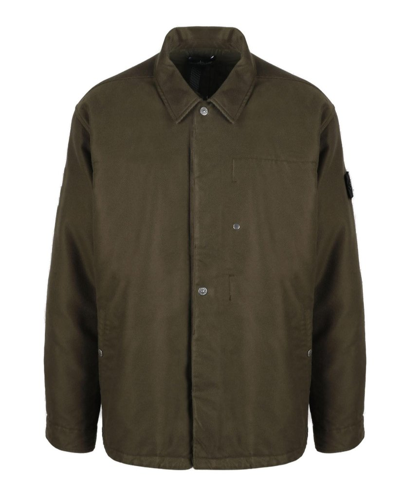Stone Island Shadow Project Logo Patch Button In Green