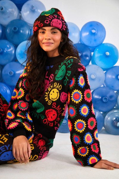 Farm Rio Type Rainbow Smiley Rio Sweater | ModeSens