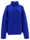 Attico Grace Ribbed-knit Turtleneck Sweater In Blue
