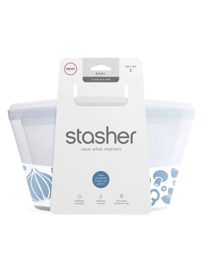 Stasher 2 Cup & 4 Cup Bowl, Pack Of 2 In White