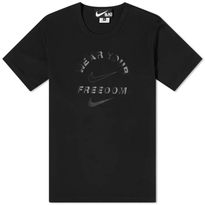 Comme Des Garçons Mens Black Cotton Jersey Nike Freedom T-shirt, Brand Size X-small