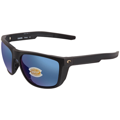 Costa Del Mar Ferg Blue Mirror Polarized Polycarbonate Mens Sunglasses Frg 11 Obmp 59 In Black / Blue