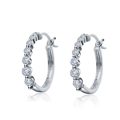 Megan Walford .925 Sterling Silver Cubic Zirconia Bezel Hoop Earrings In Silver-tone