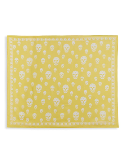 Alexander Mcqueen Skull Silk Chiffon Scarf In Sun White