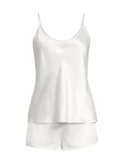 La Perla Women's 2-piece Silk Camisole & Shorts Pajama Set In White