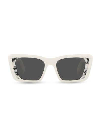 Prada Symbole 51mm Rectangular Sunglasses In White