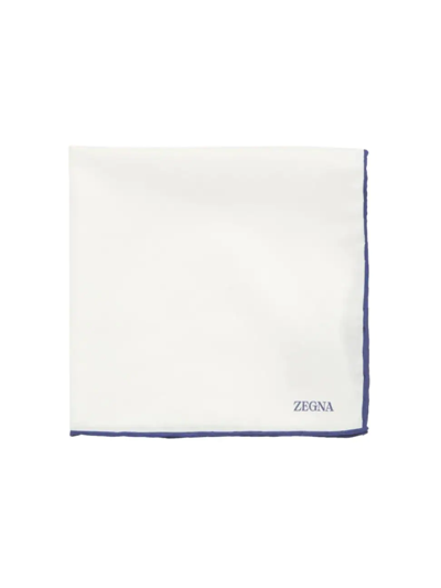 Zegna Cotton-silk Pocket Square In Navy