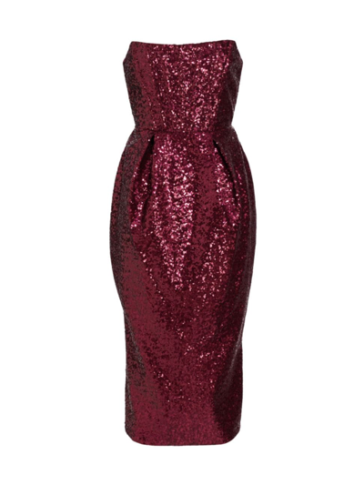 Bronx And Banco Maraya Strapless Sequin-embroidered Dress In Maroon