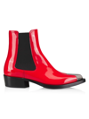 Alexander Mcqueen Punk Patent Leather Chelsea Boots In Lust Red