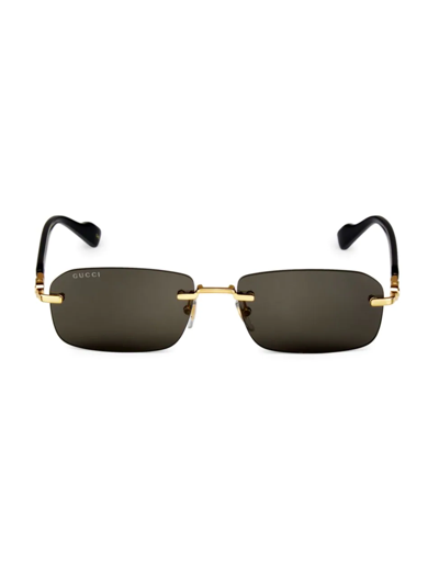 Gucci 125th Street Rimless 56mm Rectangular Sunglasses In Gold