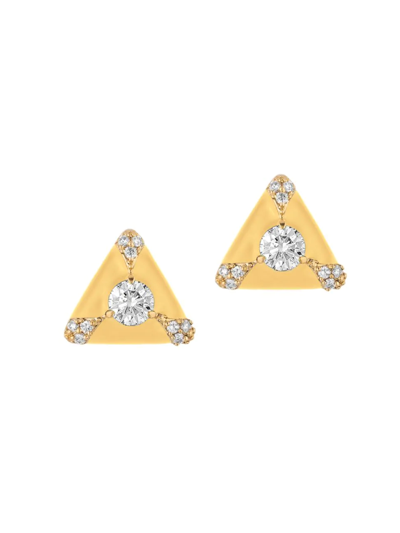Goshwara Women's Queen 18k Yellow Gold & Diamond Triangular Stud Earrings