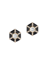 Goshwara 18k Queen Round Diamond And Black Enamel Stud Earrings