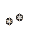 Goshwara 18k Queen Round Diamond And Black Enamel Stud Earrings In Yellow Gold