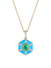 Goshwara Women's Queen 18k Yellow Gold, Multi-gemstone, & Enamel Hexagonal Pendant Necklace In Blue