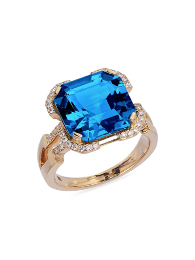 Goshwara Women's Gossip 18k Gold, Diamond & Blue Topaz Cocktail Ring