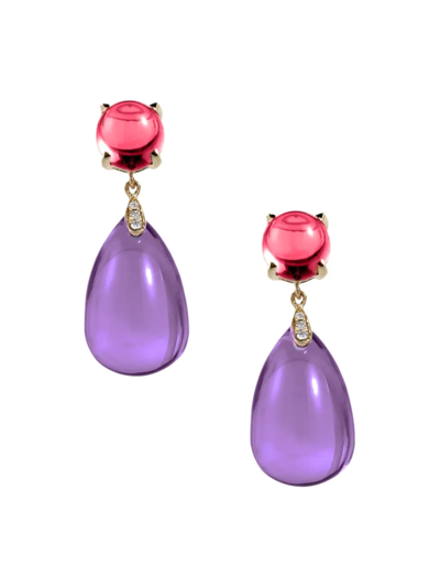 Goshwara Women's Naughty 18k Gold, Amethyst & Garnet Drop Earrings In Purple