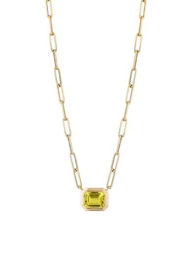 Goshwara Women's Manhattan 18k Yellow Gold & Emerald-cut Lemon Quartz Pendant Necklace