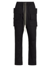 Rick Owens Drkshdw Creatch Wide-leg Cotton-blend Canvas Drawstring Cargo Trousers In Black