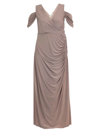 Kiyonna Gala Glam Evening Gown In Tantalizing Taupe