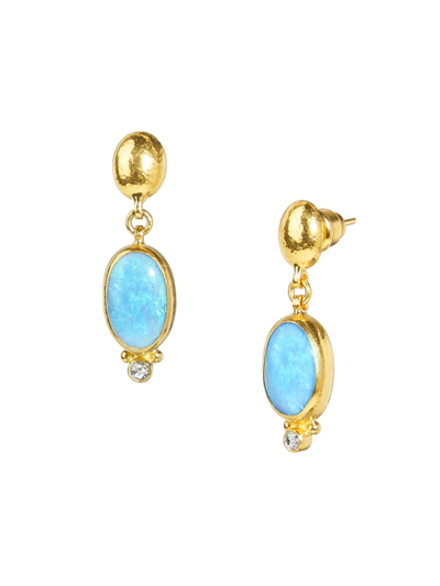 Gurhan Rune 24k Yellow Gold, Opal, & Diamond Drop Earrings