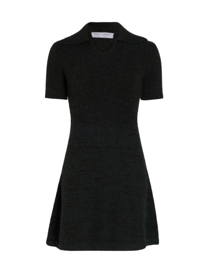 Proenza Schouler White Label Fluffy Knit Polo Dress In Pine/black