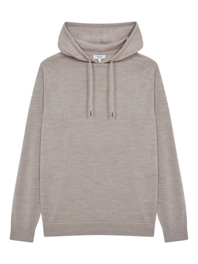 Reiss Holland Merino Wool Hoodie In Wheat Melange