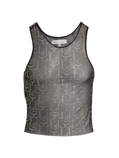 Ludovic De Saint Sernin All The Rumors Are True Logo Print Crystal Tank Top In Black