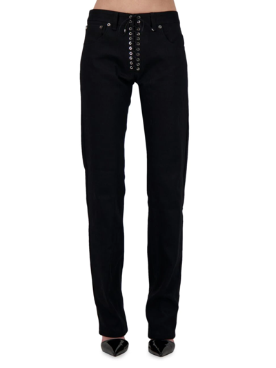 Ludovic De Saint Sernin All The Rumors Are True Leather Lace-up Trousers In Black