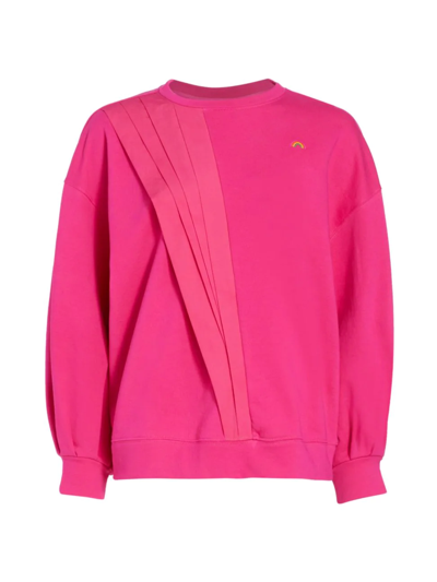 Terez Pleated Rainbow-embroidered Sweatshirt In Pink