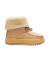Montelliana Sonia Shearling-trimmed Leather Booties In Almond