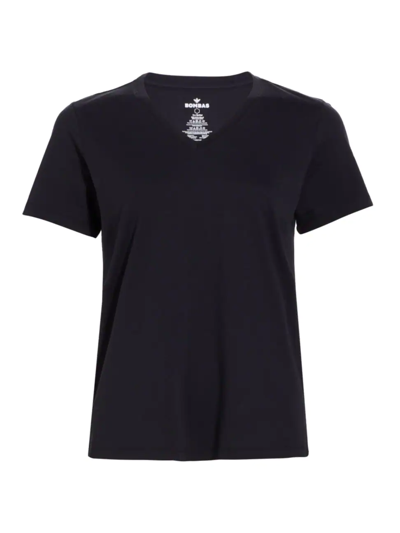 Bombas Cotton V-neck T-shirt In Black