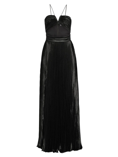 Aiifos Gilda Pleated Cut-out Gown In Black