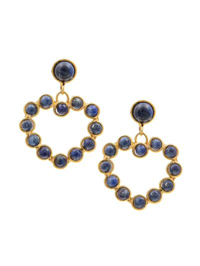 Sylvia Toledano Women's Love 22k-gold-plated & Lapis Lazuli Open Heart Drop Earrings