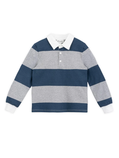 Miles The Label Kids' Little Boy's Striped Polo Shirt In Heather Grey