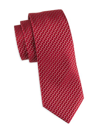 Emporio Armani Geometric Jacquard Silk Tie In Red
