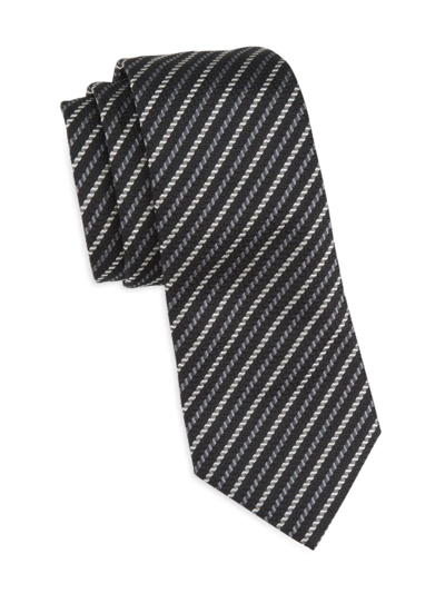 Emporio Armani Geometric Jacquard Silk Tie In Black