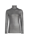 Majestic Soft Touch Metallic Turtleneck Top In Anthracite