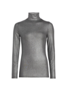 Majestic Soft Touch Metallic Turtleneck Top