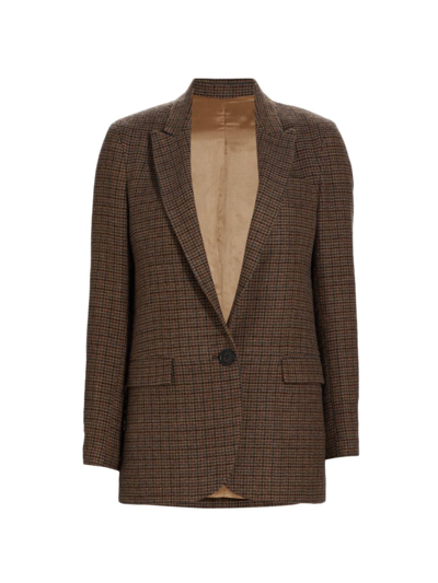 Fortela Bruno Check Wool Jacket In Brown