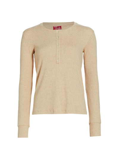 Fortela Women's Coralie Cotton & Linen Rib-knit Henley Jumper In Beige