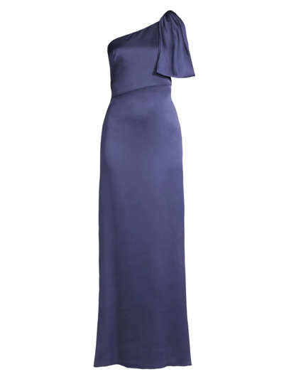 Sachin & Babi Chelsea One-shoulder A-line Gown In Blue