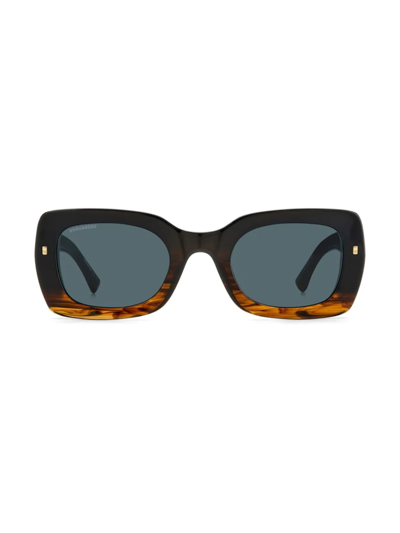 Dsquared2 Plastic 51mm Square Sunglasses In Brown Blue