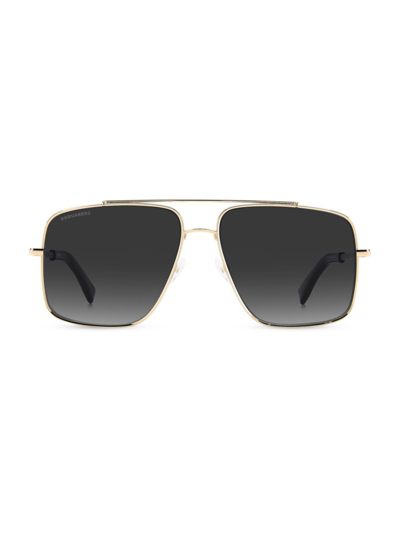 Dsquared2 Metal 60mm Aviator. Sunglasses In Gold Grey