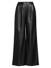 TOCCIN WOMEN'S PLEATED FAUX LEATHER WIDE-LEG TROUSERS